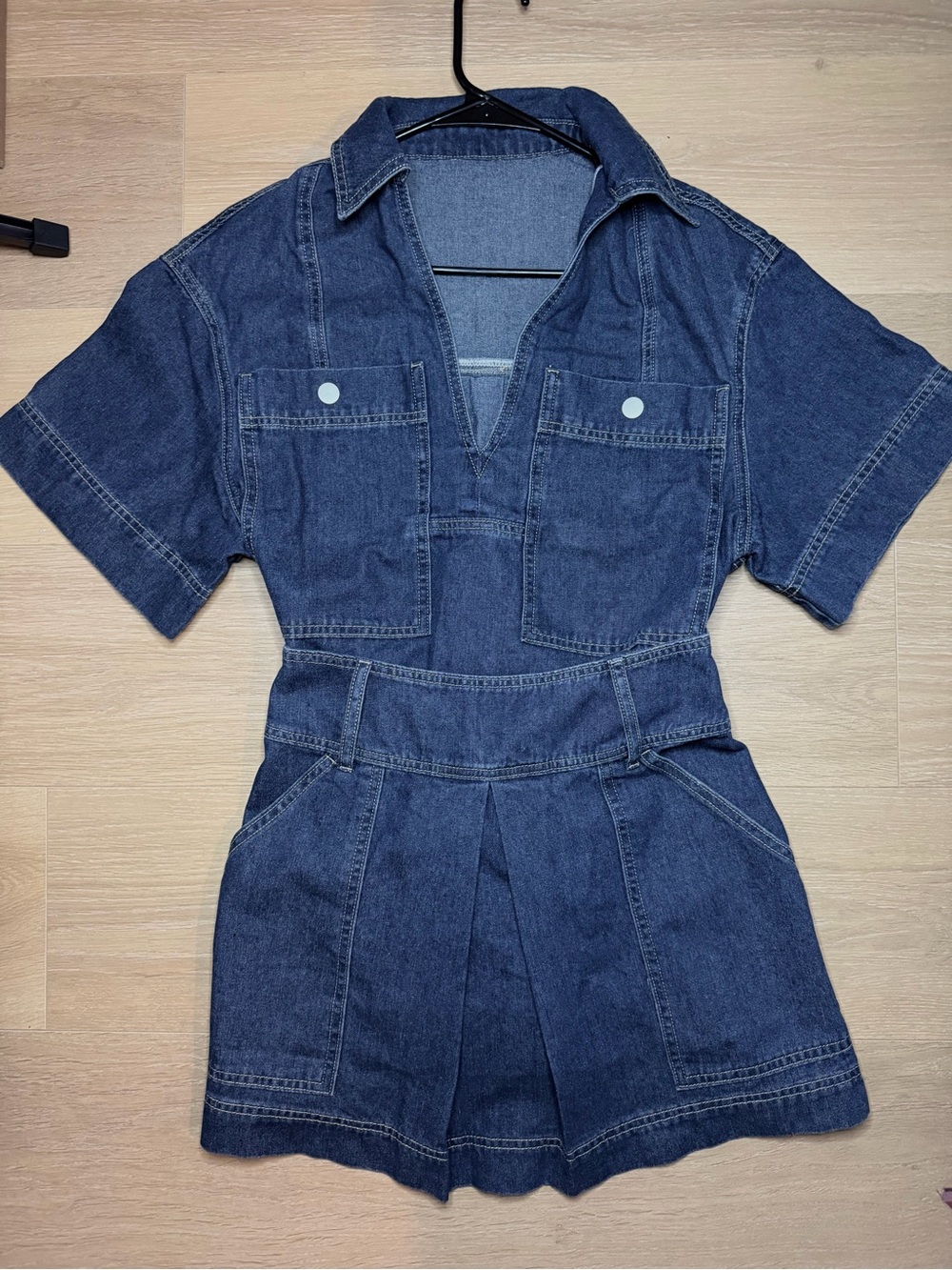Commense Denim Short Sleeve Blouse & Skirt Set - Picture 7 of 10